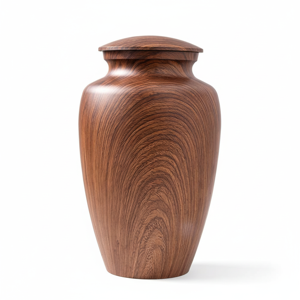 WOOD-TEXTURED ALUMINUM URNS